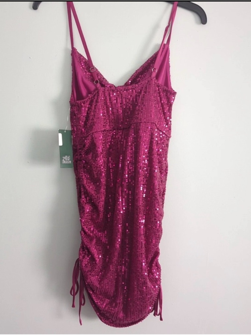 NEW Wild Fable Women's Sleeveless Ruched Side Bodycon Dress Plum Purple Sequin